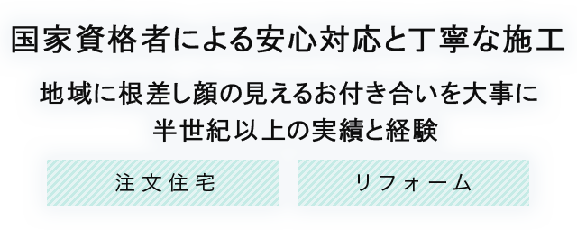 50年以上の実績丁寧な工事とアフターフォローをお約束